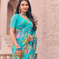 blue saree for festive wear