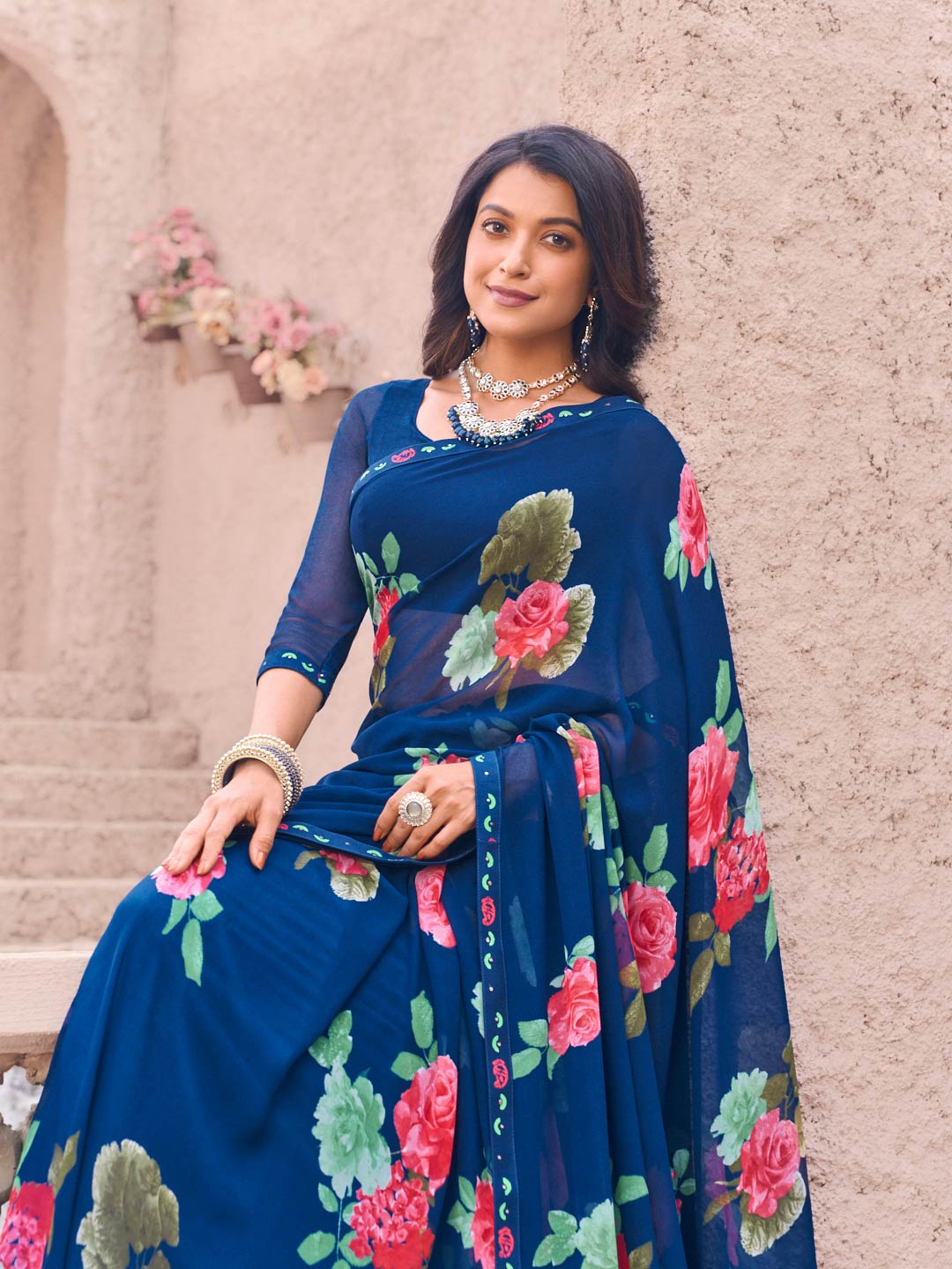 lightweight georgette saree style