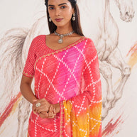 Laxmipati Murli Pink Chiffon Geometric Saree