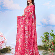 Pink zari silk saree wedding wear 