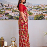 Stylish red georgette saree