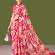 Laxmipati Dillagi Pink Georgette Floral Saree