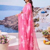 Trendy pink saree casual wear