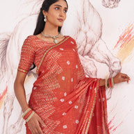 Laxmipati Murli Orange Chiffon Geometric Saree