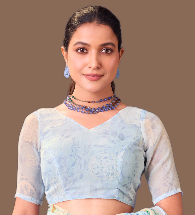 Laxmipati Dillagi Blue Georgette Floral Saree