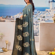 Stylish black saree party wear look