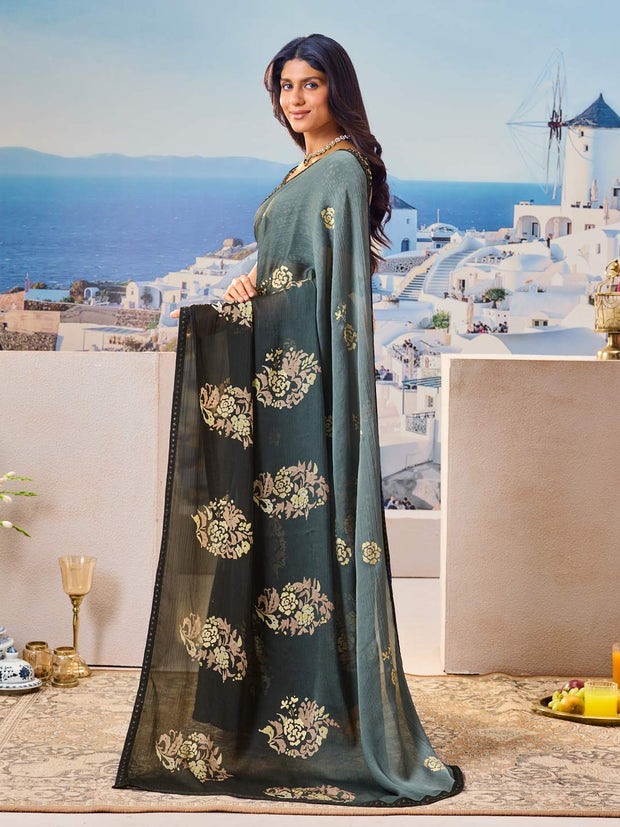 Stylish black saree party wear look