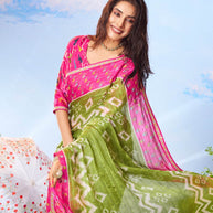 Green plain silk saree ethnic wear