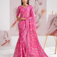 Laxmipati Murli Pink Chiffon Geometric Saree