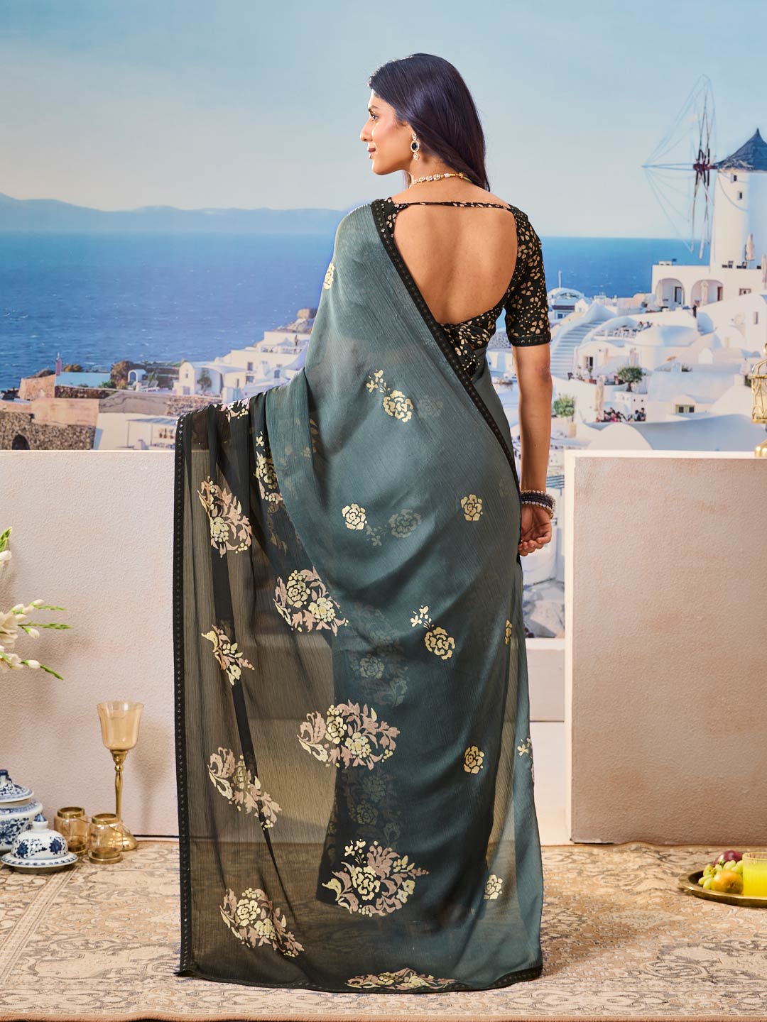 Shop black saree online stylish wear