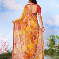 Yellow woven silk saree bridal wear