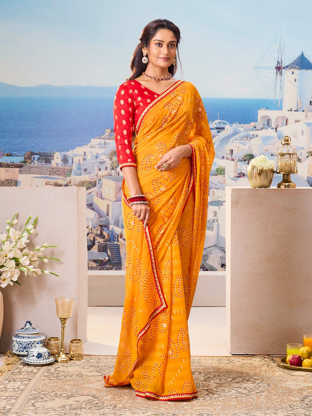 Trendy mustard saree daily wear