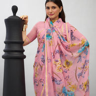 Pink floral georgette saree trendy wear