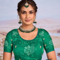 bottle green saree