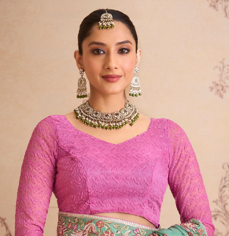 green chiffon saree