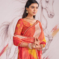 Laxmipati Murli Orange Chiffon Abstract Saree