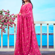 Laxmipati Navya Pink Chiffon Embroidered Saree