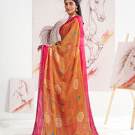 Laxmipati Murli Orange Silk Blend Floral Saree