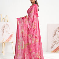 Laxmipati Murli Pink Chiffon Floral Saree