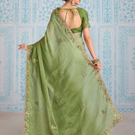 Laxmipati Aanya Green Chiffon Embroidered Saree