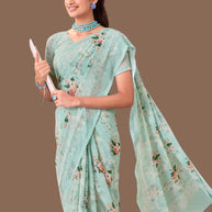 Laxmipati Dillagi Blue Georgette Floral Saree