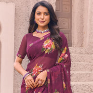 wine saree for party wear