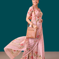 Laxmipati Dillagi Pink Georgette Floral Saree