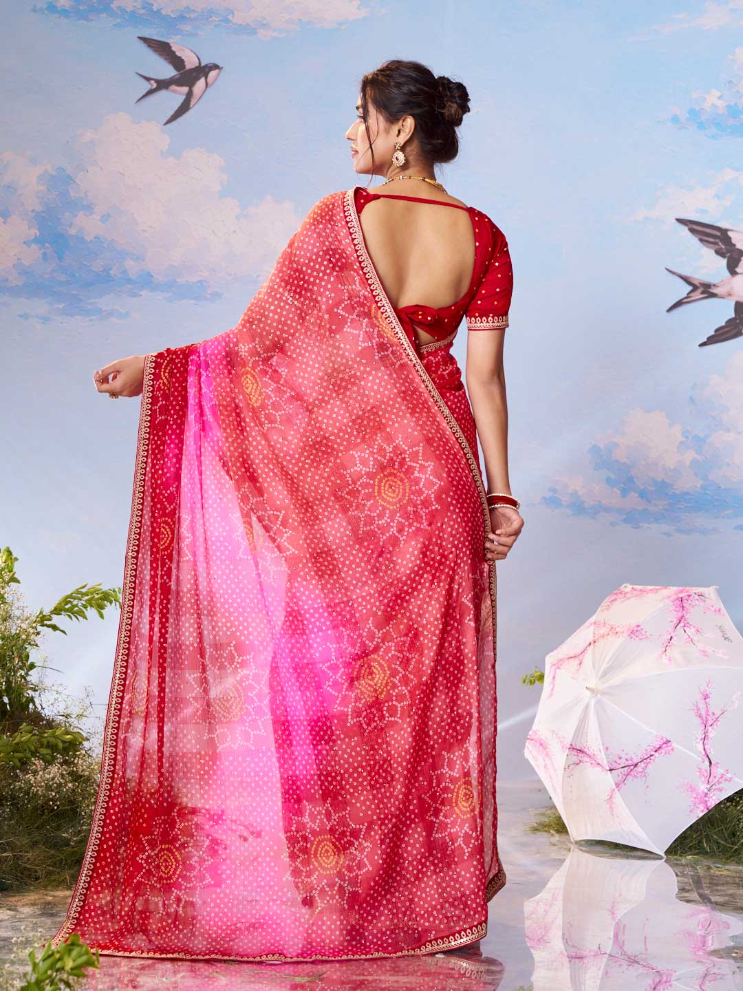 pink banarasi silk saree traditional wear 