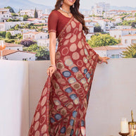 Stylish maroon georgette saree