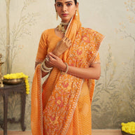 rust orange saree
