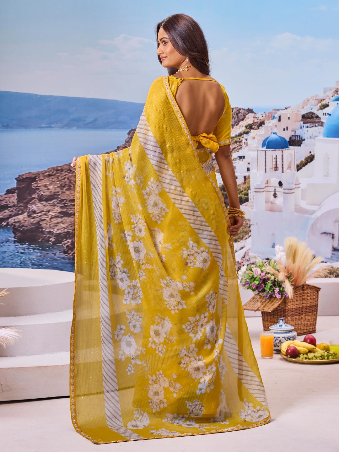 Buy yellow saree online latest style