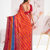 Laxmipati Murli Orange Silk Blend Geometric Saree