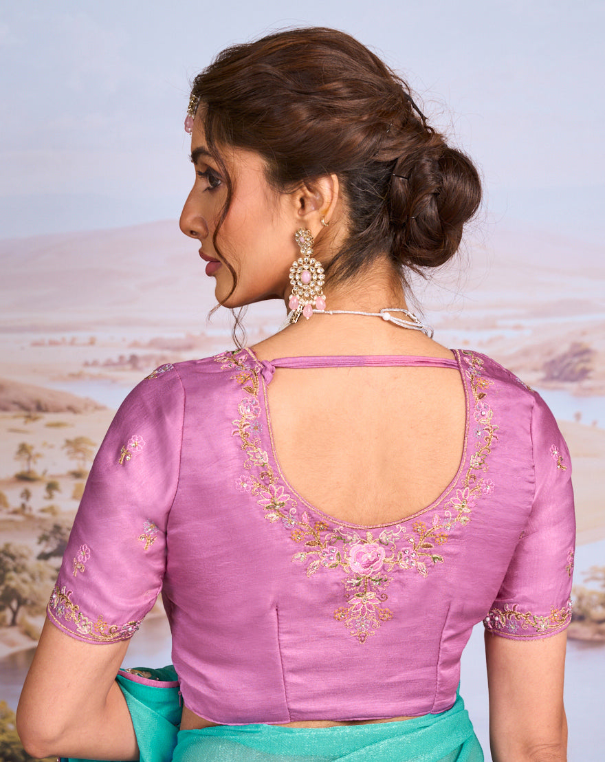 blue designer saree
