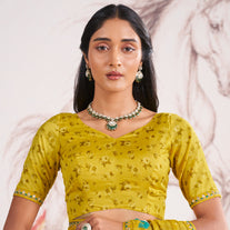 Laxmipati Murli Yellow Chiffon Floral Saree
