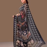 Laxmipati Dillagi Black Georgette Floral Saree