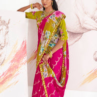 Laxmipati Murli Pink Chiffon Floral Saree