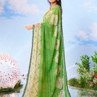 Green embroidered silk saree wedding wear