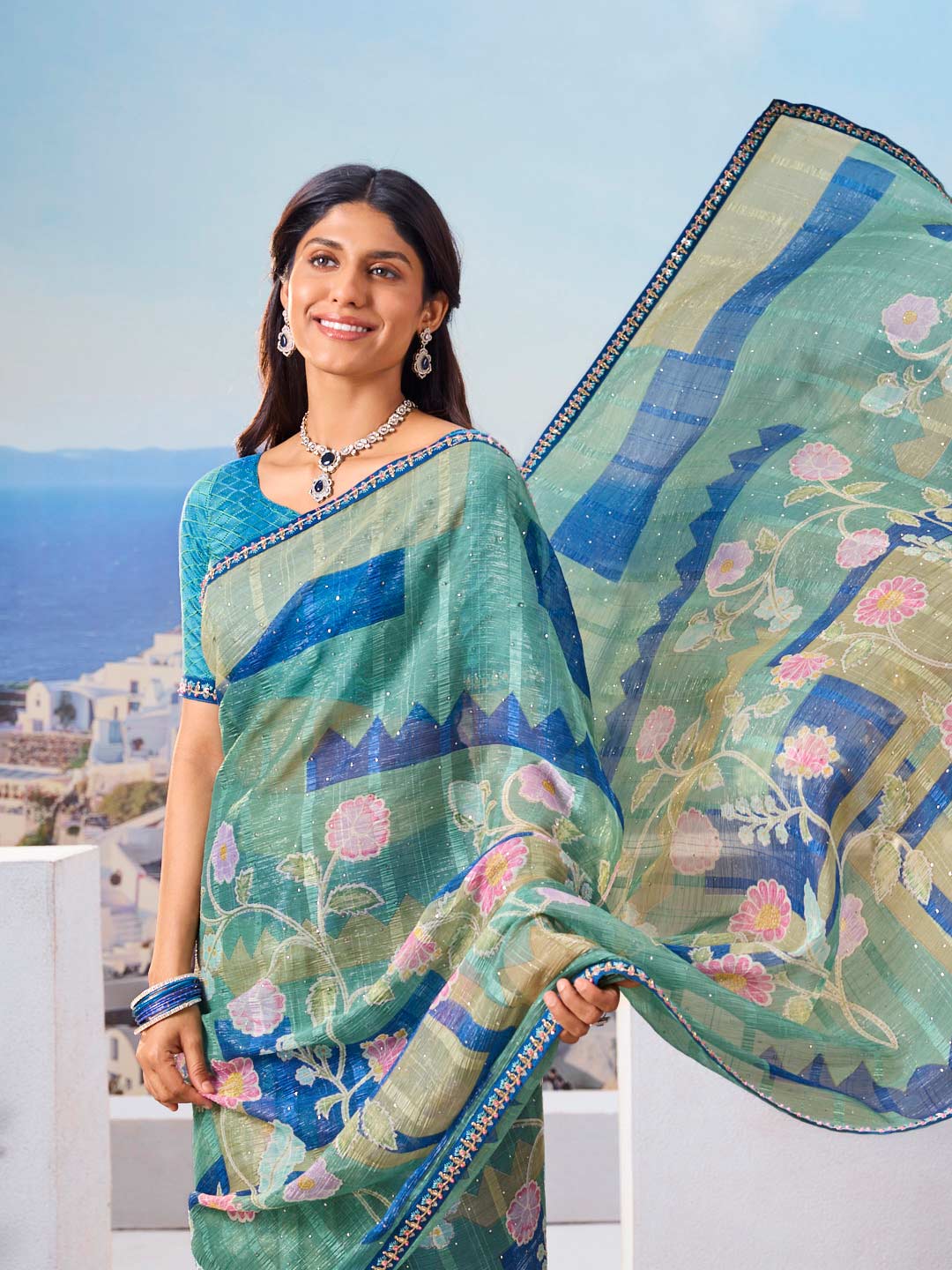 Floral saree modern design