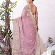 Pink stylish embroidered saree