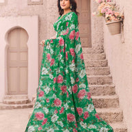 elegant green digital print saree