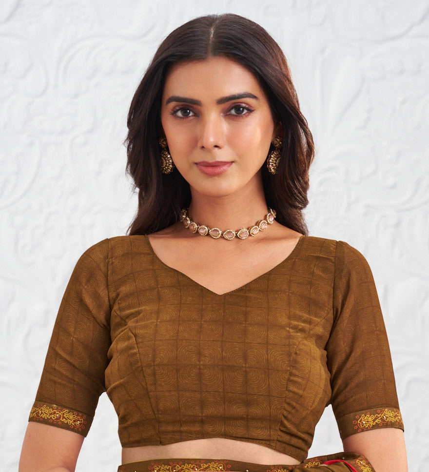 brown georgette saree