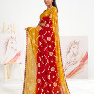 Laxmipati Murli Maroon Georgette Floral Saree