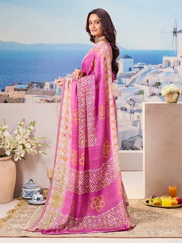 Purple floral saree daily wear style