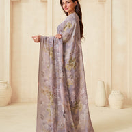 Brown printed saree casual style
