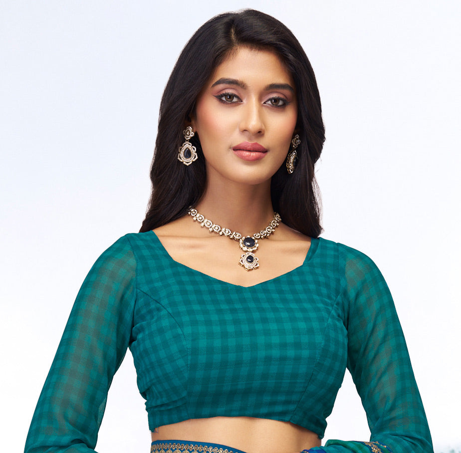 blue georgette saree