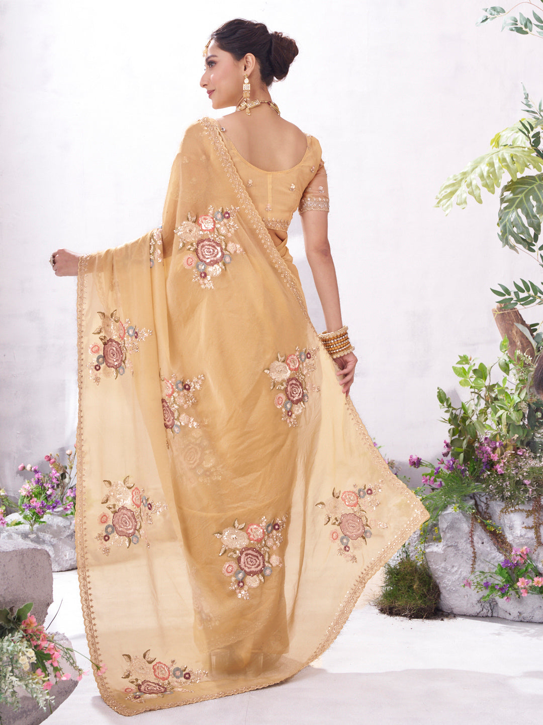 Brown luxury saree