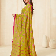 Mustard printed saree daily wear