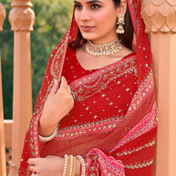 designer bandhani embroidered saree