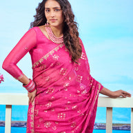 Laxmipati Navya Pink Chiffon Embroidered Saree