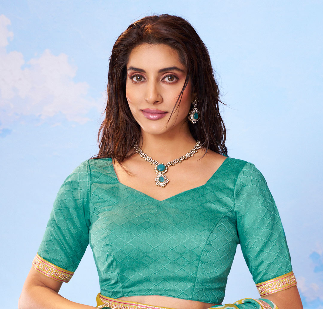 Green woven patterned chiffon saree ethnic wear ethnic wear